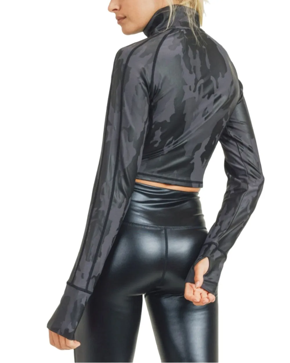 Mono B Camo Foil Cropped Raglan Jacket AJ2913