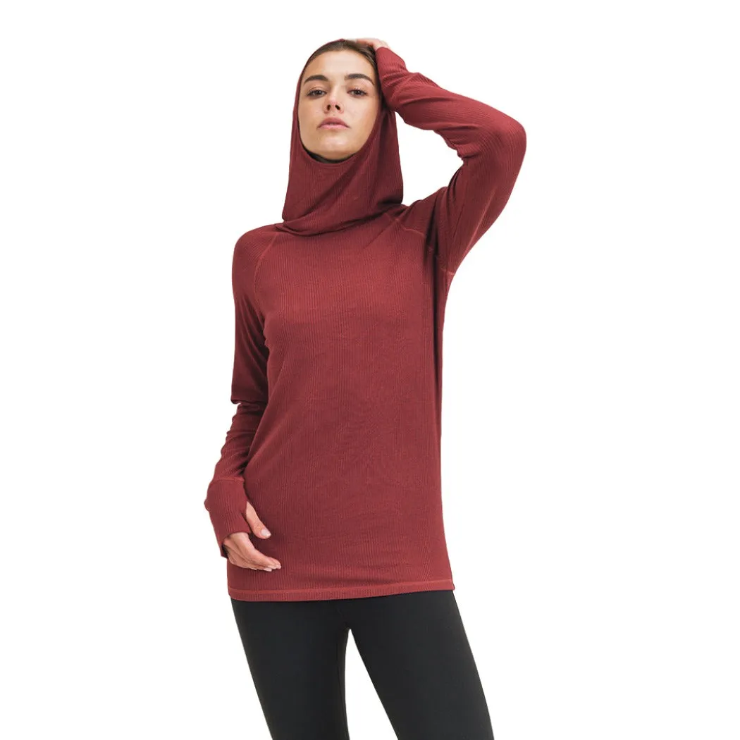 Mono B Funnel Hooded Rib Long Sleeve AT2640 Plus