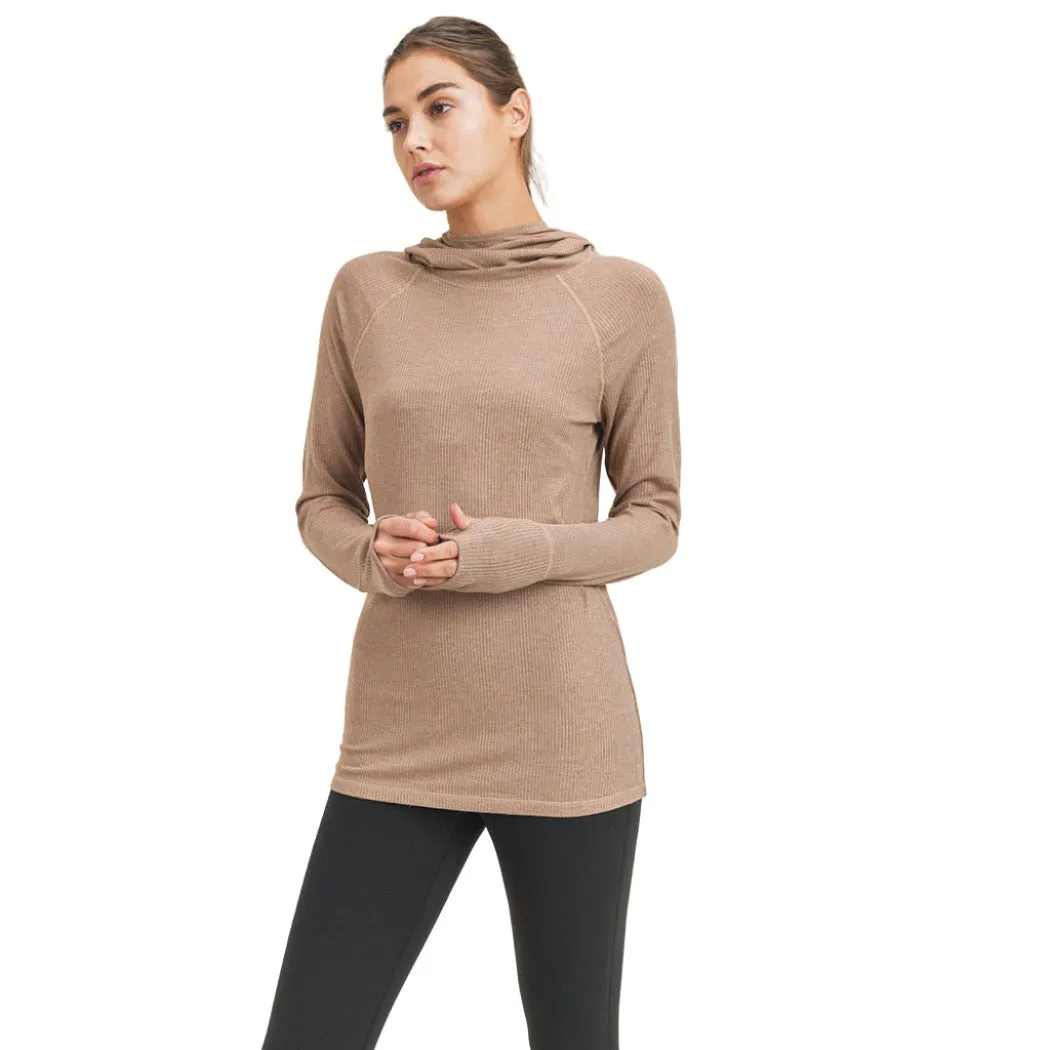 Mono B Funnel Hooded Rib Long Sleeve AT2640 Plus