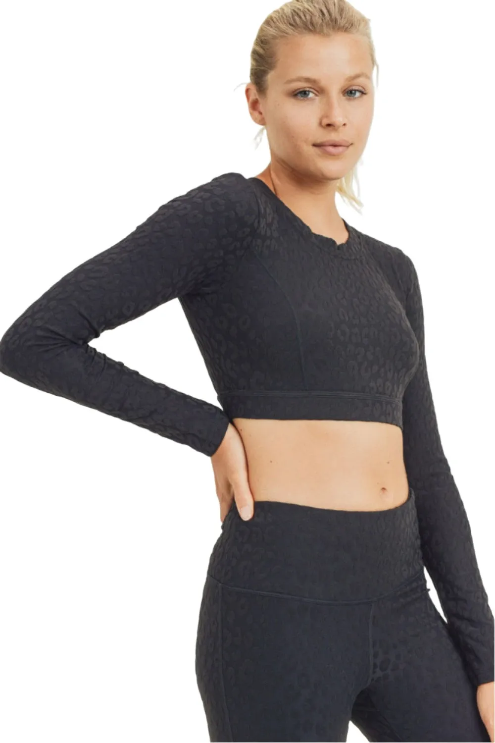 Mono B Leopard Jacquard Crop Top AT8208