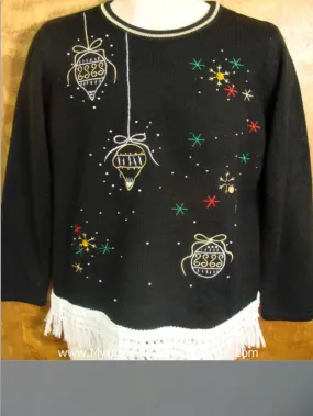 Ornaments and Colorful Snow Tacky Xmas Sweater