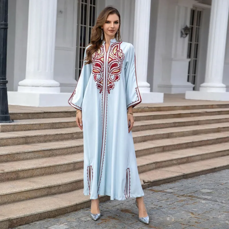 Ornate Muslim Middle East Embroidery Kaftan-style Dress