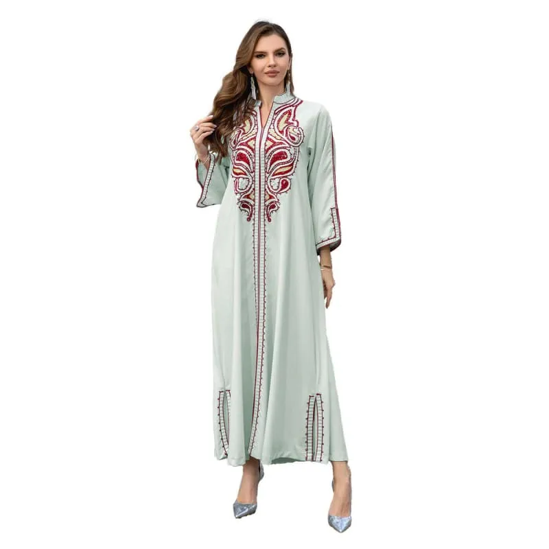 Ornate Muslim Middle East Embroidery Kaftan-style Dress