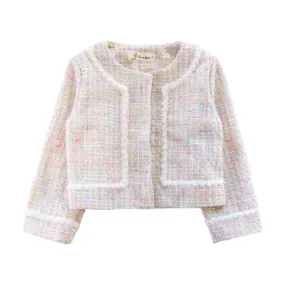 Pearl Trim Tweed Jacket - Multi Colored