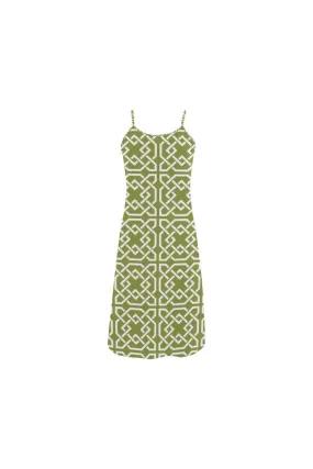 Pepper Green Arabesque D05 BACK Alcestis Slip Dress (Model D05)