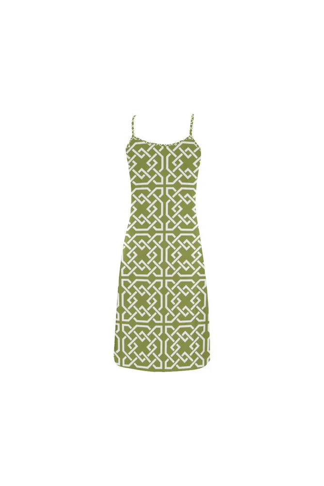 Pepper Green Arabesque D05 BACK Alcestis Slip Dress (Model D05)