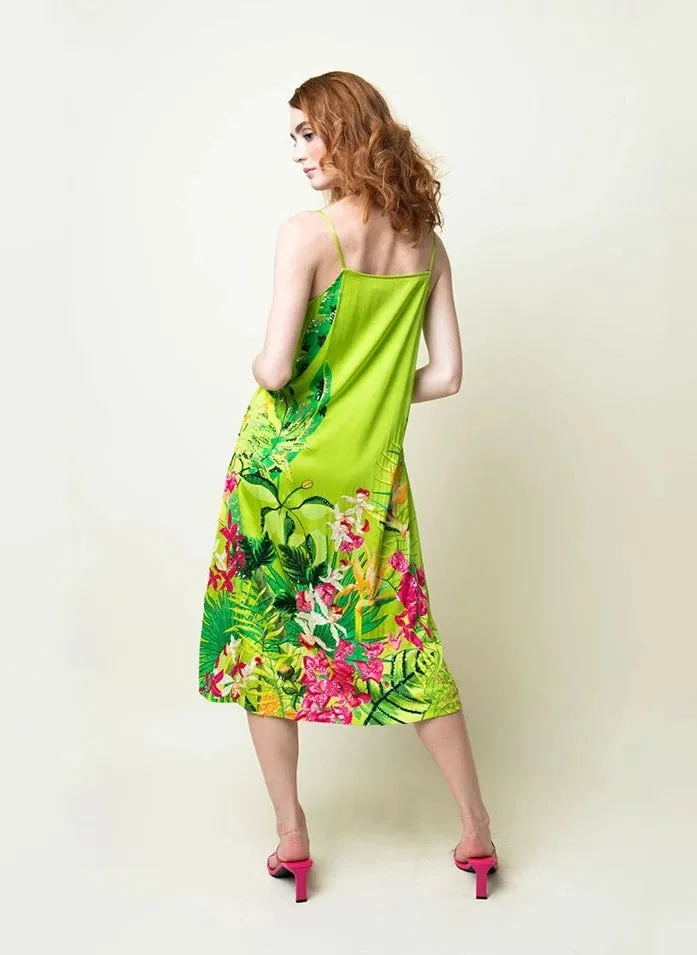 Pia Embroidered Silk Slip Dress