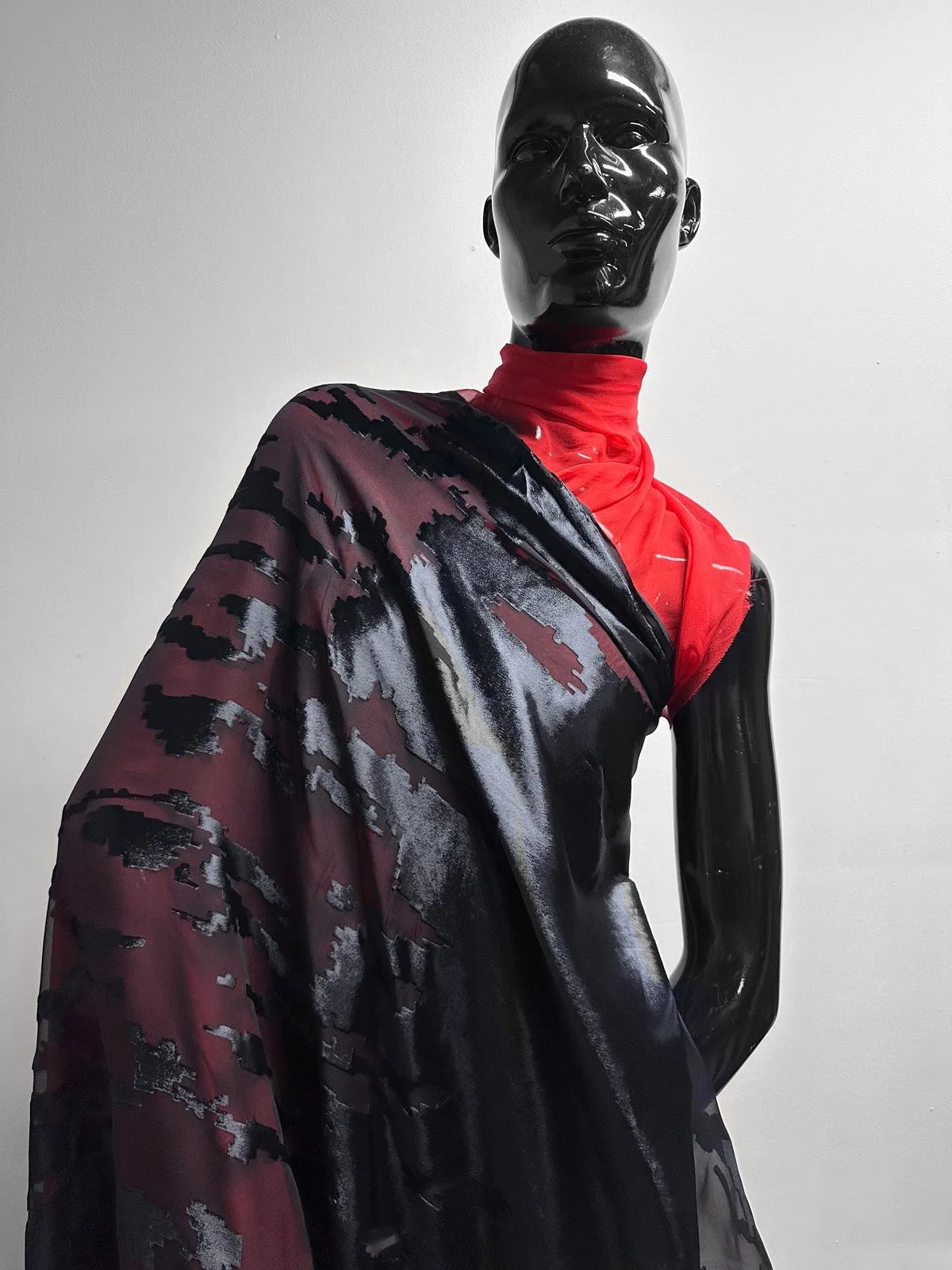 Pixelated Black Cut Velvet