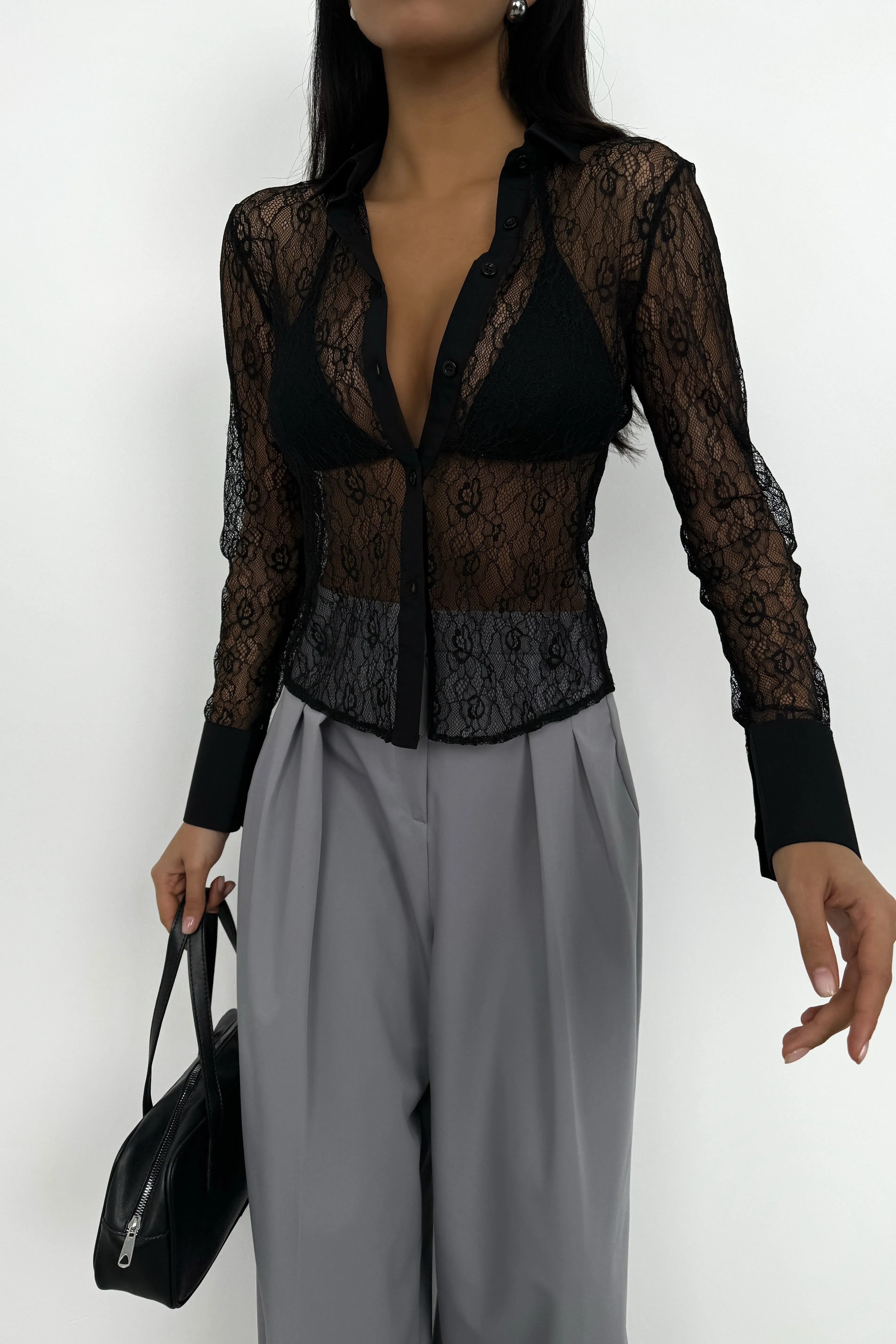 Polo Neck Lace Blouse