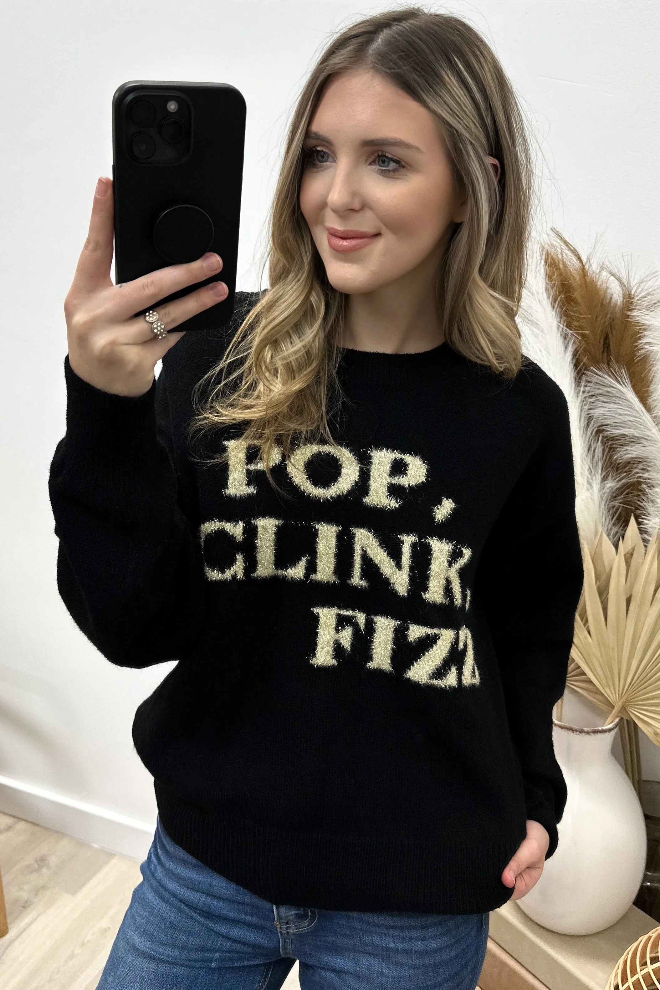 "Pop, Clink, Fizz" Sweater (Black)