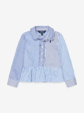Ralph Lauren Girls Button Front Shirt in Blue