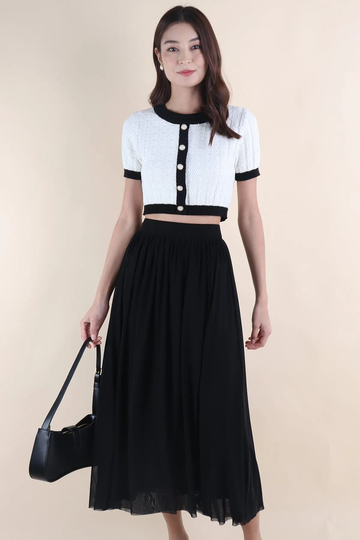 REAGAN MESH MIDAXI SKIRT IN BLACK