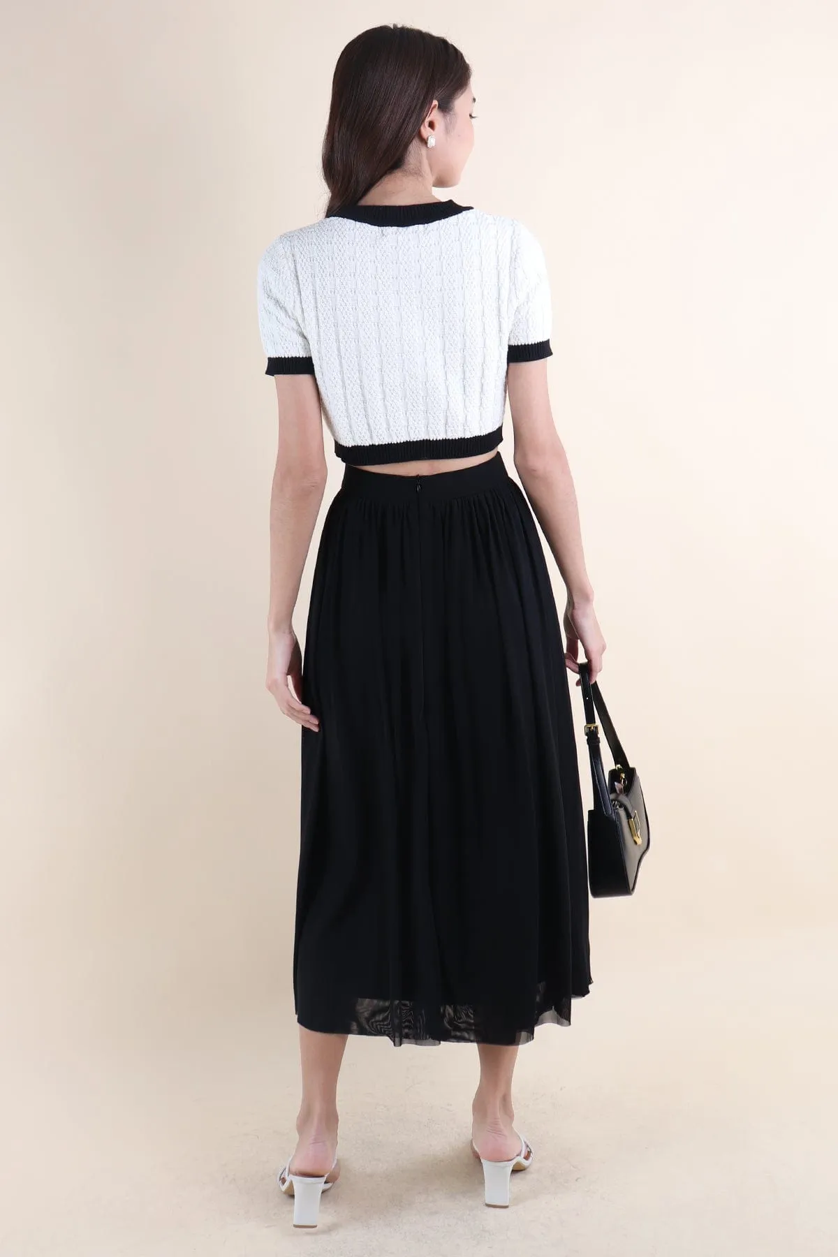 REAGAN MESH MIDAXI SKIRT IN BLACK