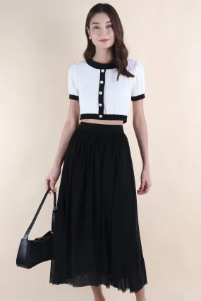 REAGAN MESH MIDAXI SKIRT IN BLACK