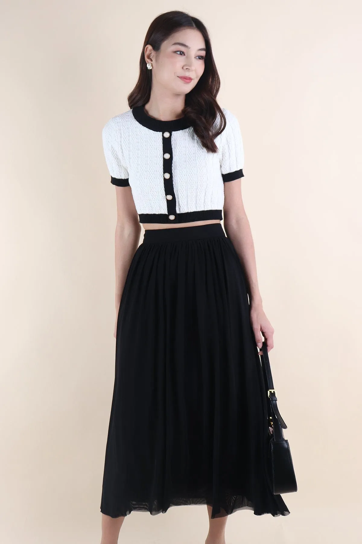 REAGAN MESH MIDAXI SKIRT IN BLACK