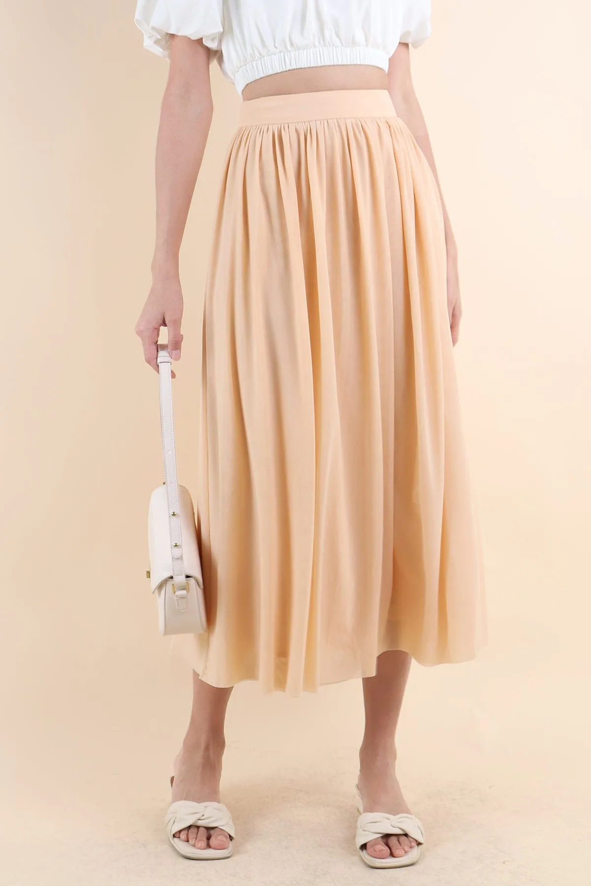 REAGAN MESH MIDAXI SKIRT IN BUTTERCREAM