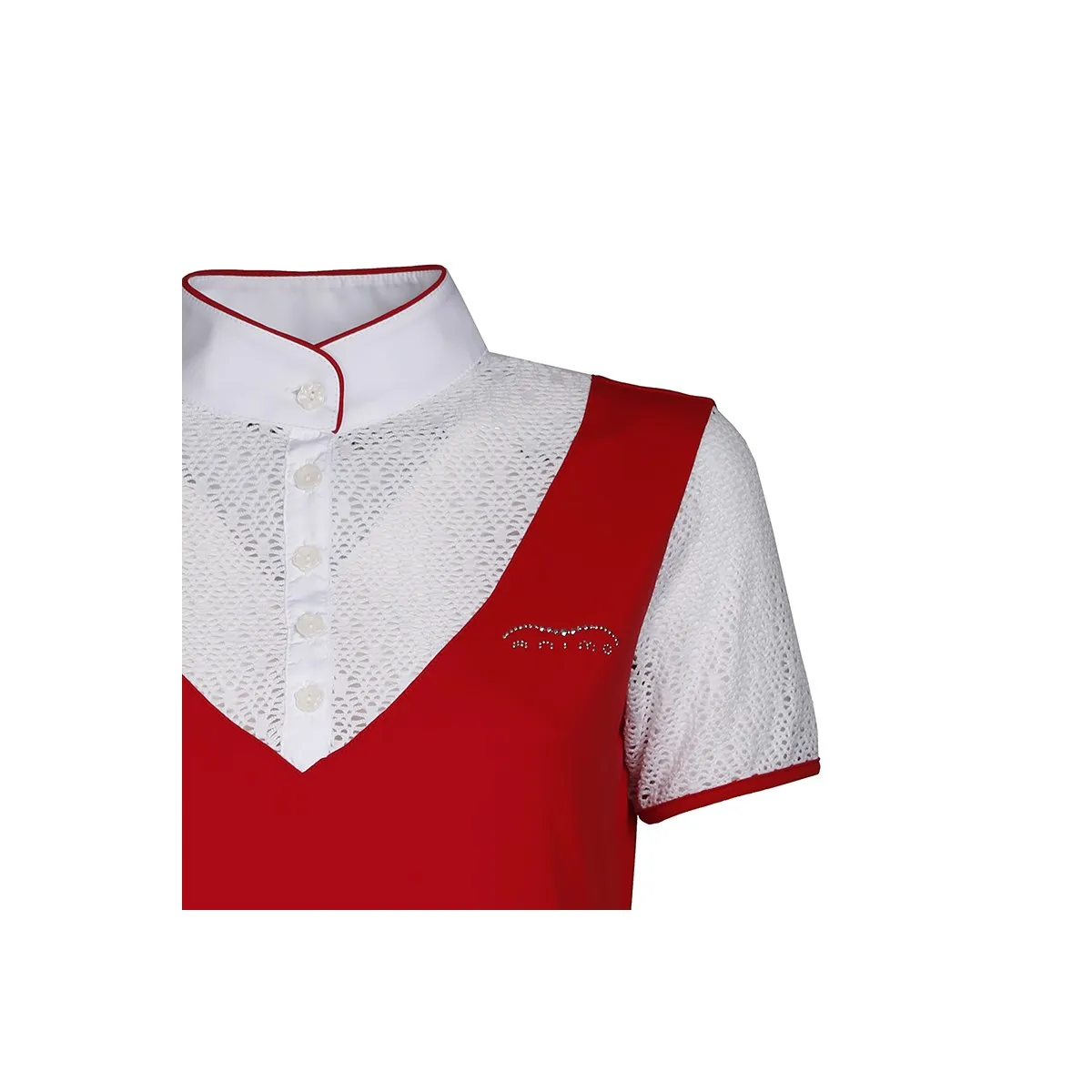 SHORT SLEEVED COMPETITION POLO WITH LACE INSERTS ANIMO Women Red