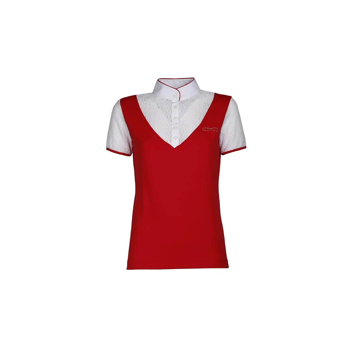 SHORT SLEEVED COMPETITION POLO WITH LACE INSERTS ANIMO Women Red