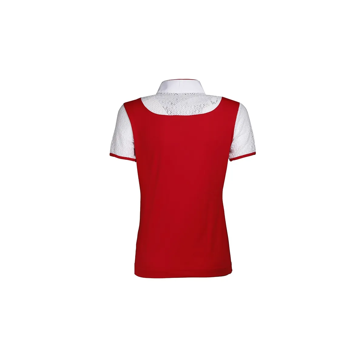 SHORT SLEEVED COMPETITION POLO WITH LACE INSERTS ANIMO Women Red