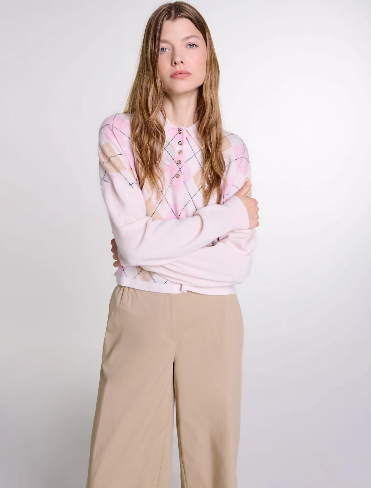 Short wool-blend sweater
