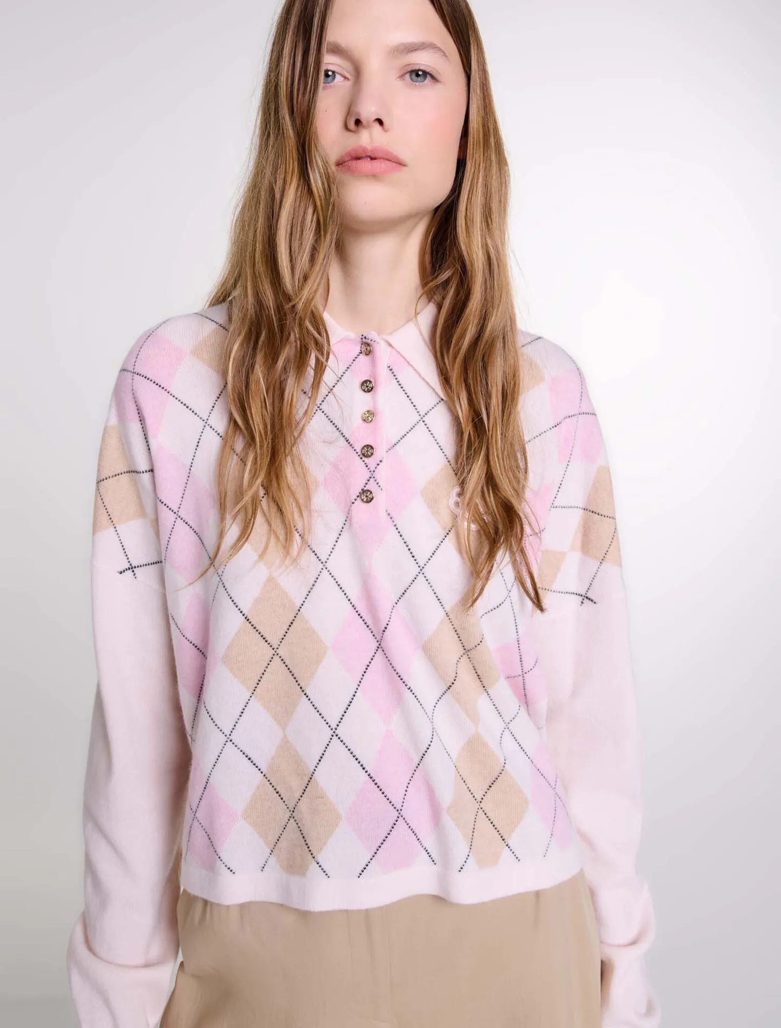 Short wool-blend sweater