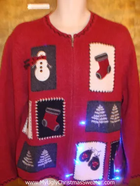 Simply Funny Red Light Up Ugly Christmas Jumper