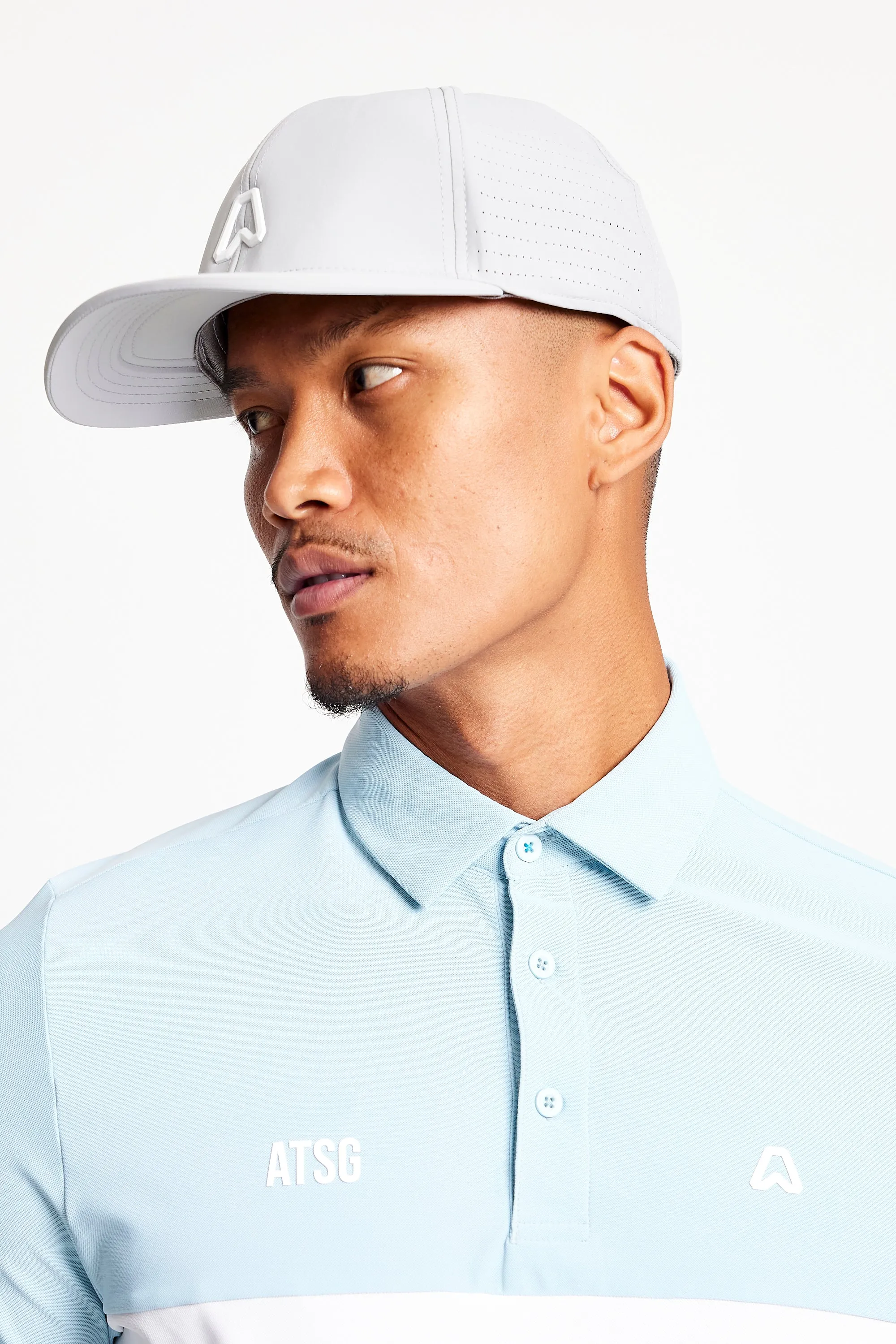 Slim Fit Blocked Polo  - Baby Blue / Chalk White
