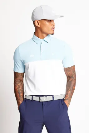 Slim Fit Blocked Polo  - Baby Blue / Chalk White