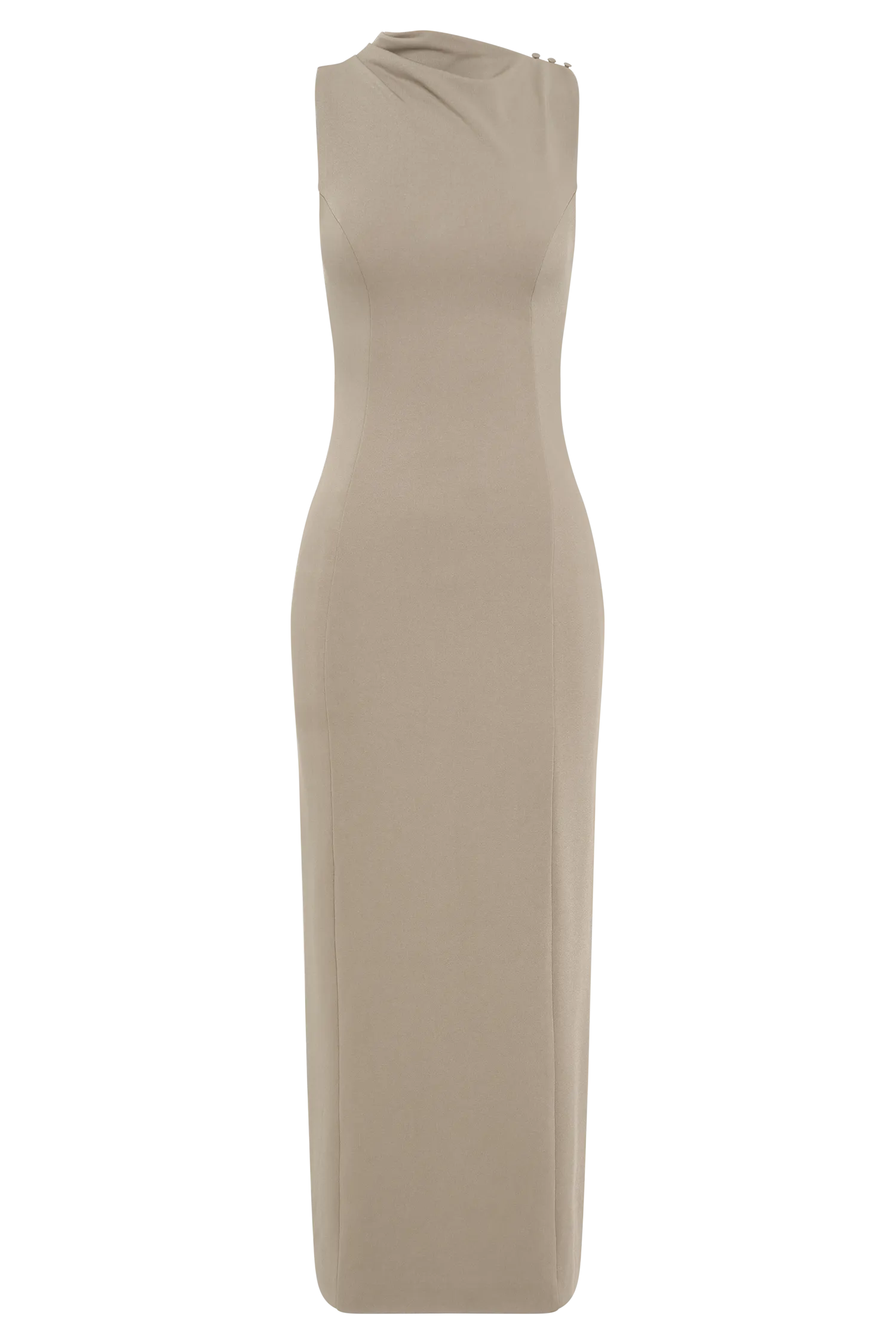Taylor Draped Stretch Crepe Midi Dress - Mushroom