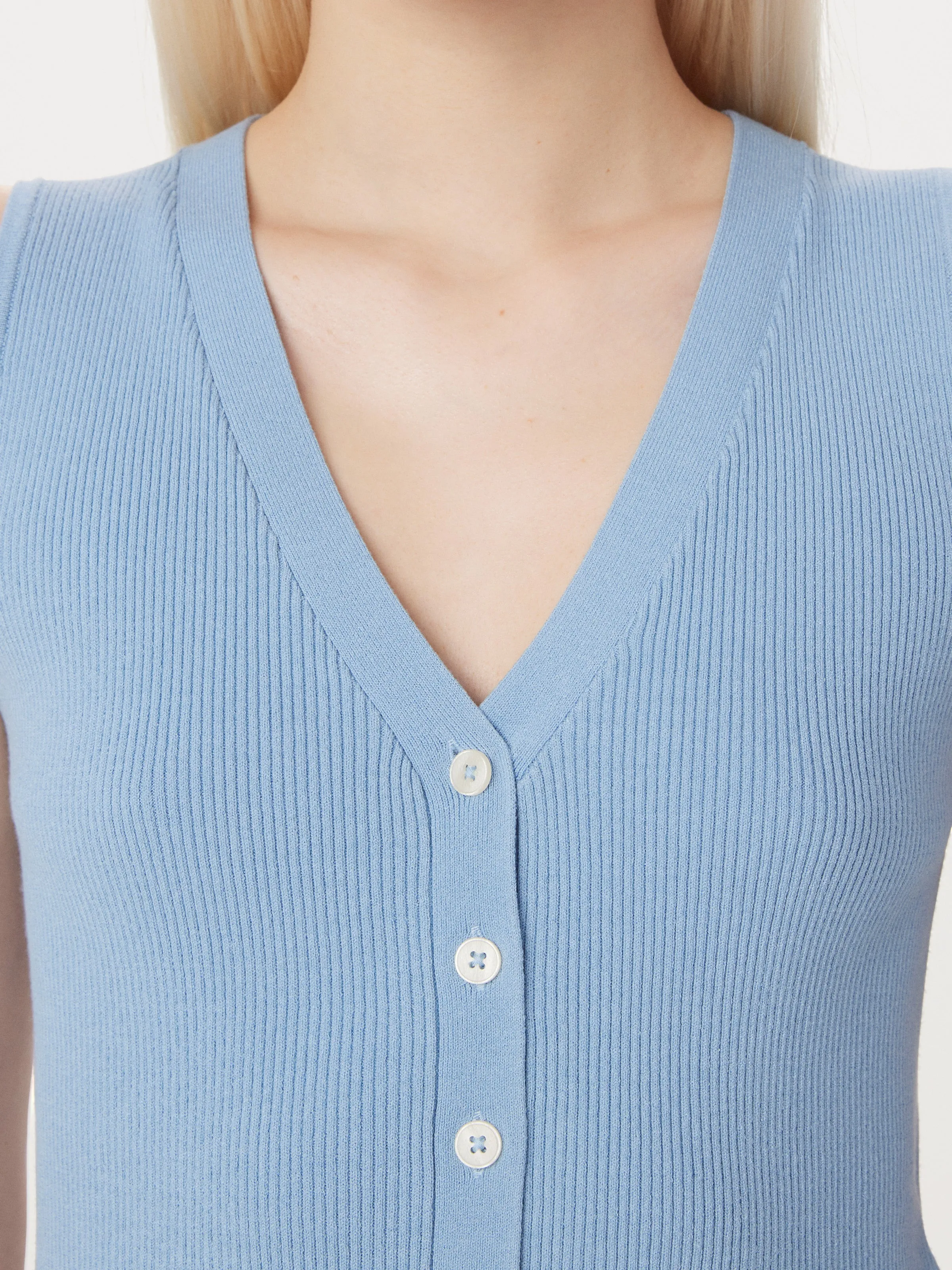 The Button Up Sweater Vest in Sky Blue