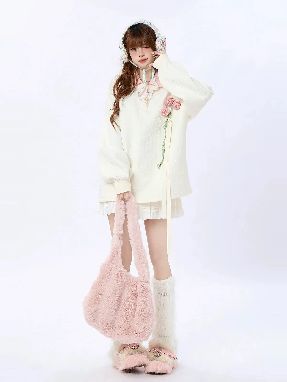 Tulip Collar Sweatshirt Polo Knit