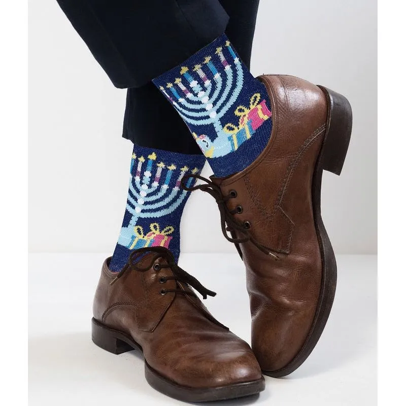 Ugly Sweater Chanukah Youth Crew Socks Fits Shoe Size 1-5