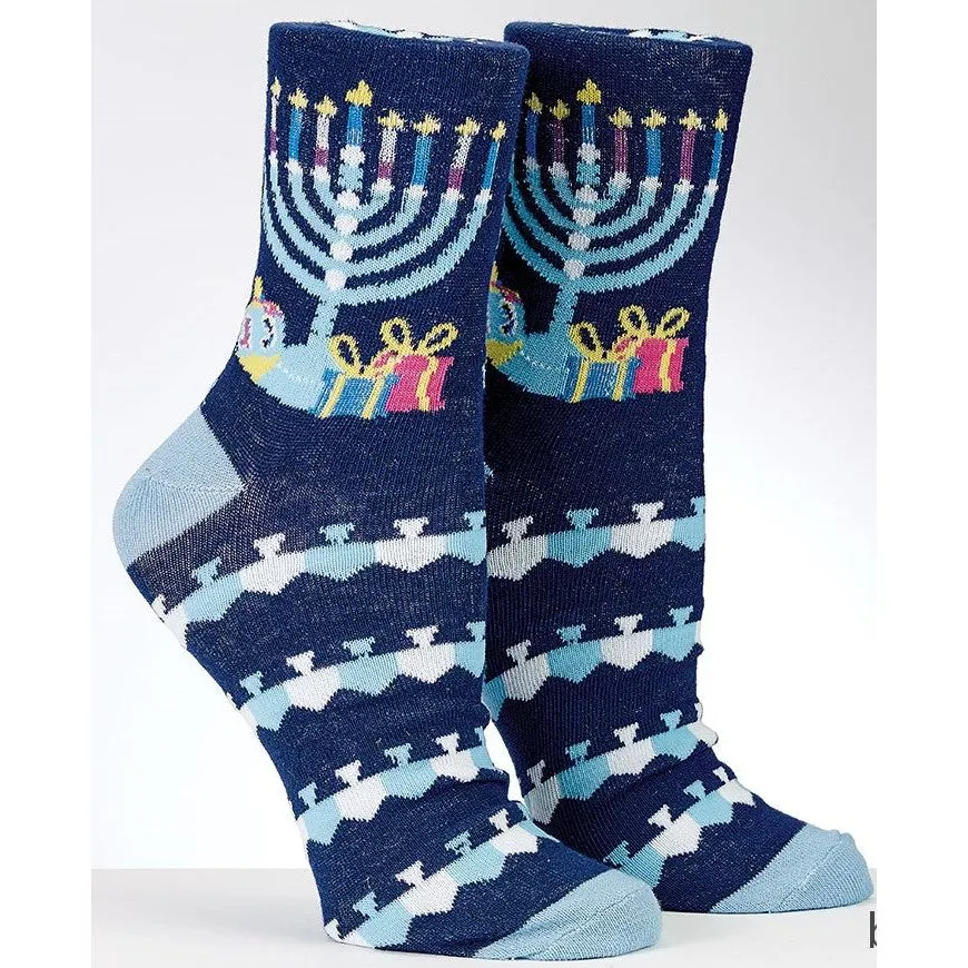 Ugly Sweater Chanukah Youth Crew Socks Fits Shoe Size 1-5