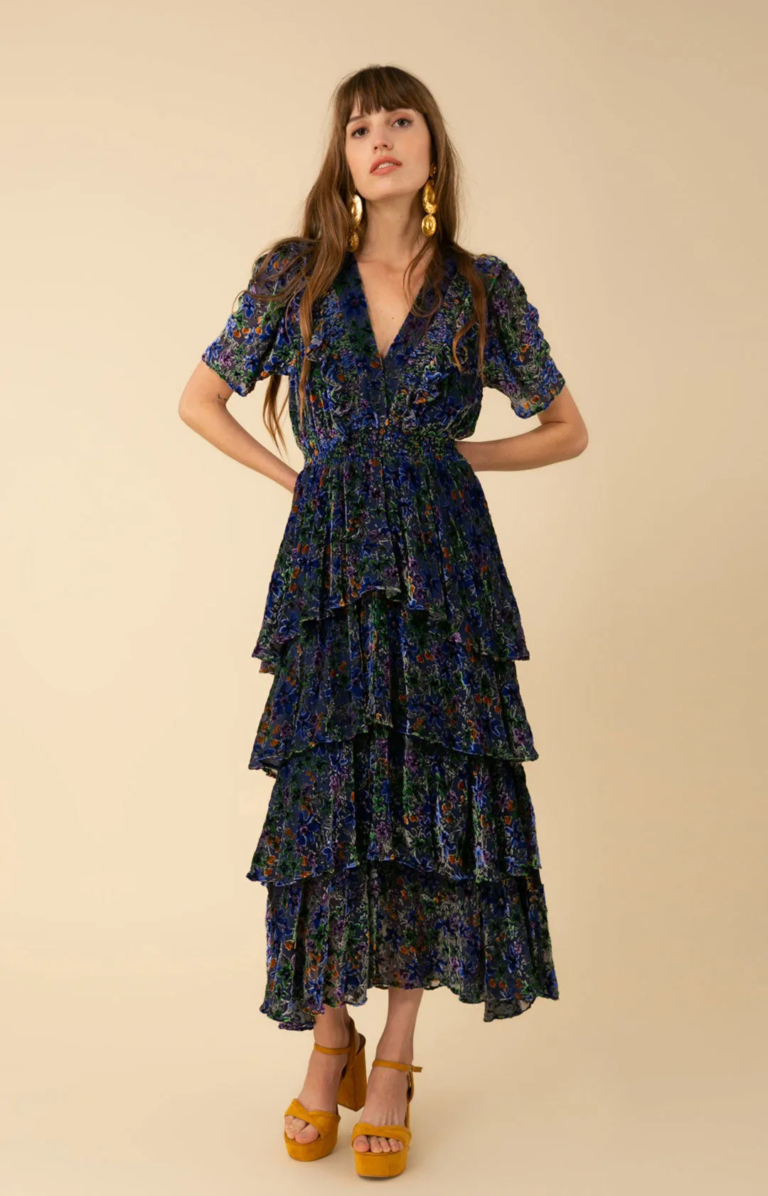 Valentine Velvet Burnout Tiered Dress