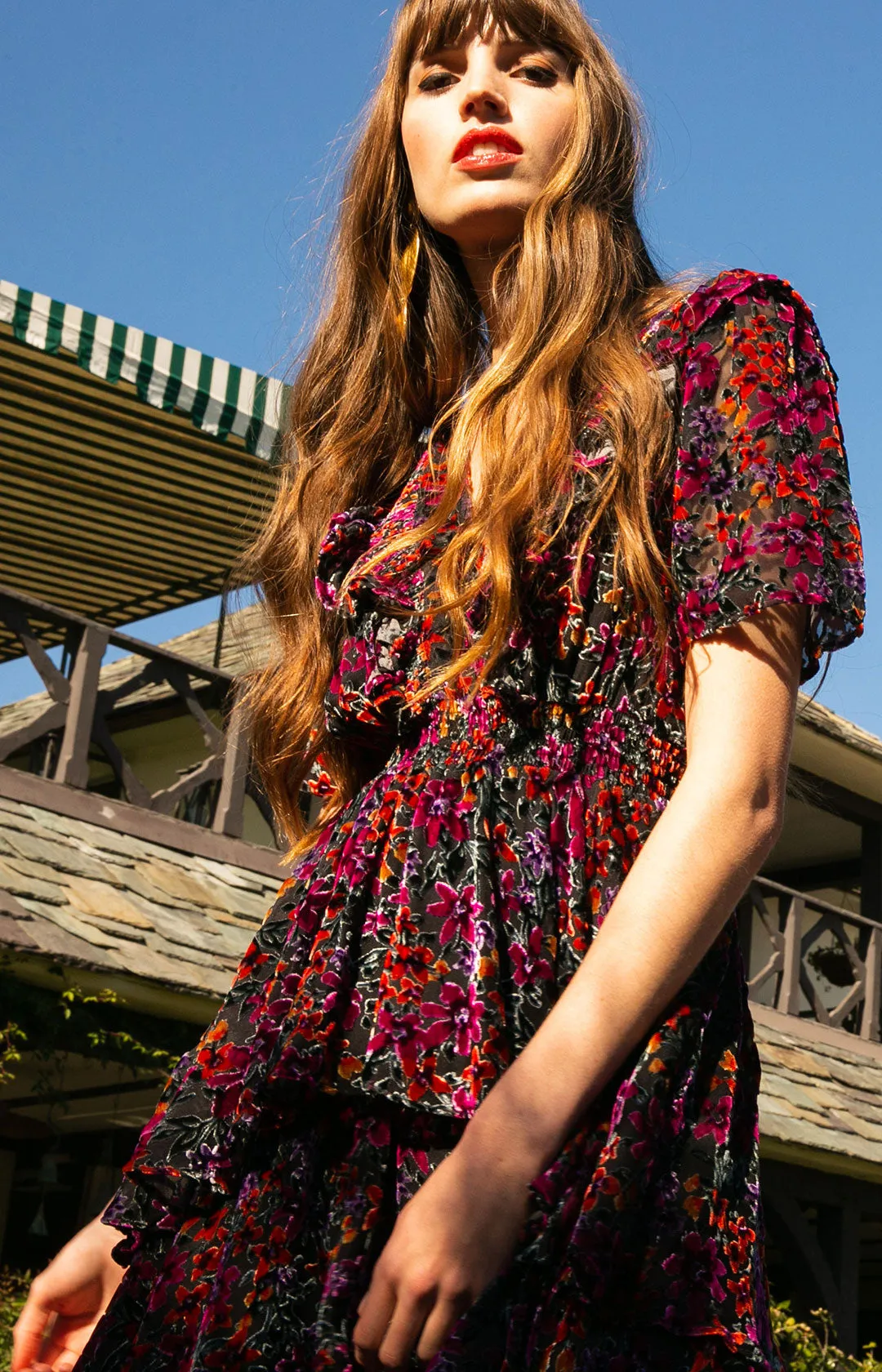 Valentine Velvet Burnout Tiered Dress