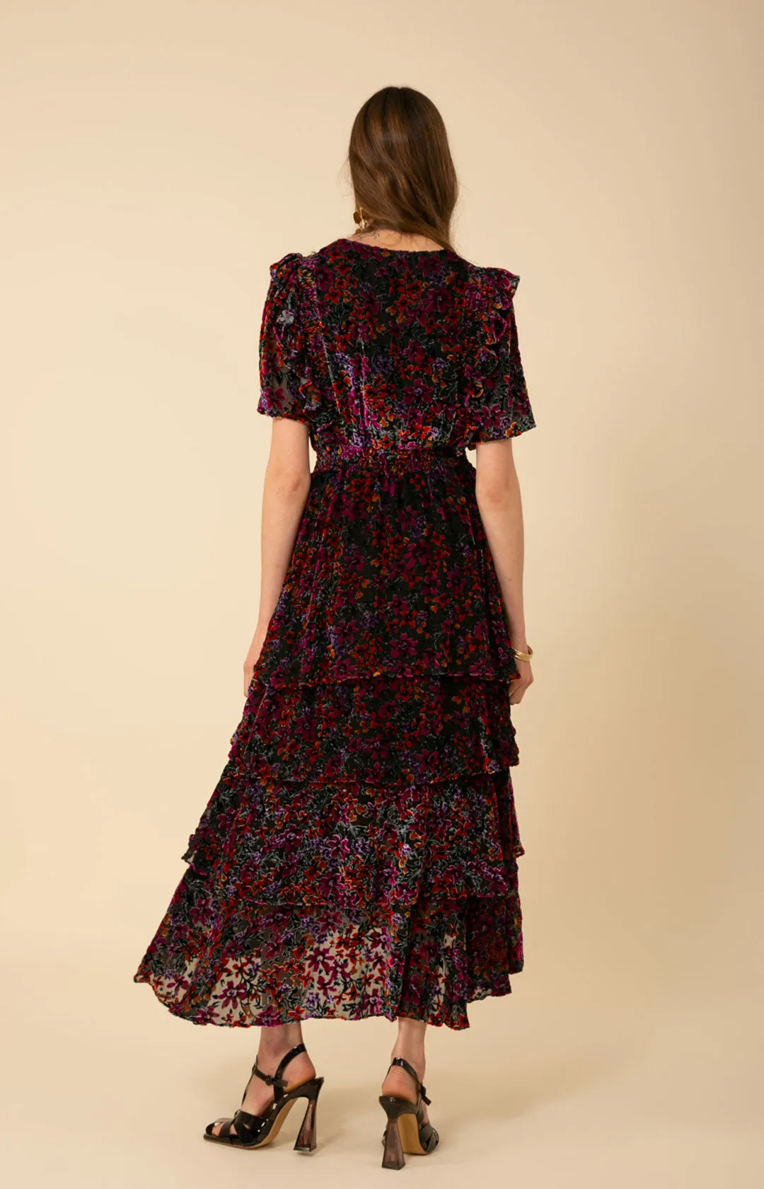 Valentine Velvet Burnout Tiered Dress