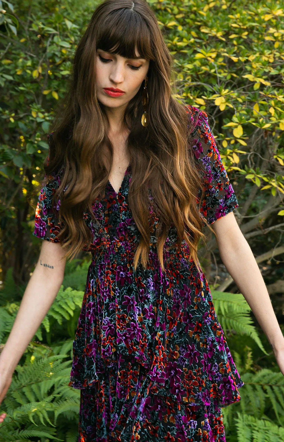 Valentine Velvet Burnout Tiered Dress