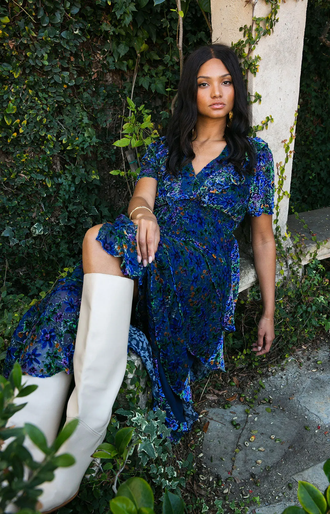 Valentine Velvet Burnout Tiered Dress