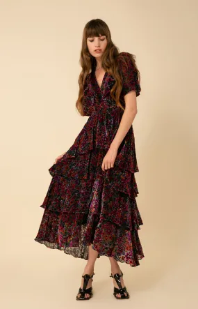 Valentine Velvet Burnout Tiered Dress