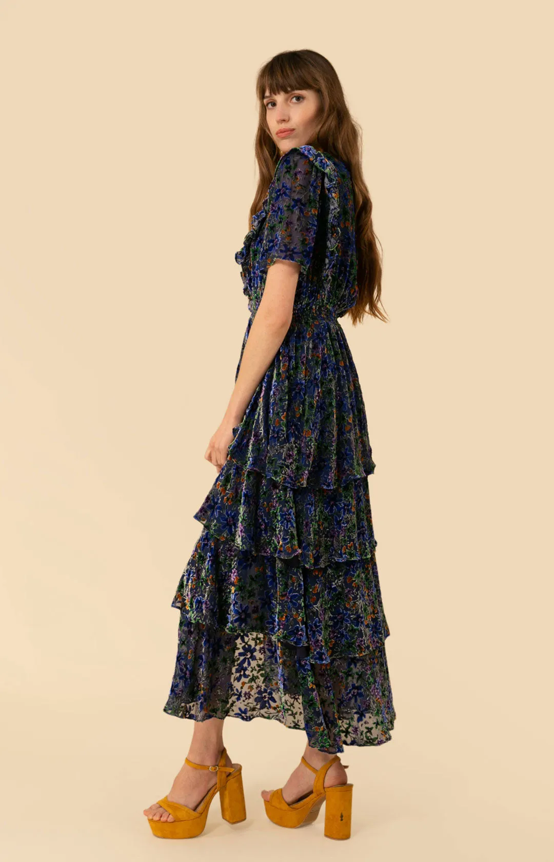Valentine Velvet Burnout Tiered Dress