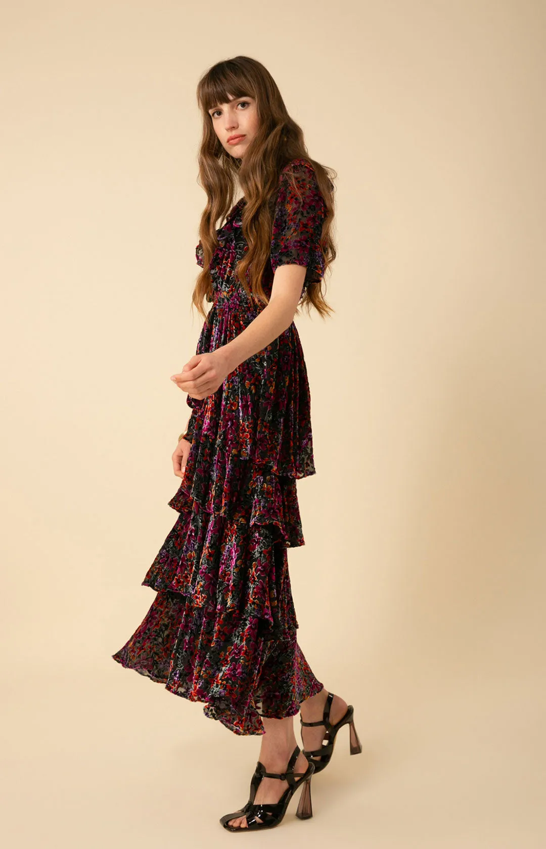 Valentine Velvet Burnout Tiered Dress