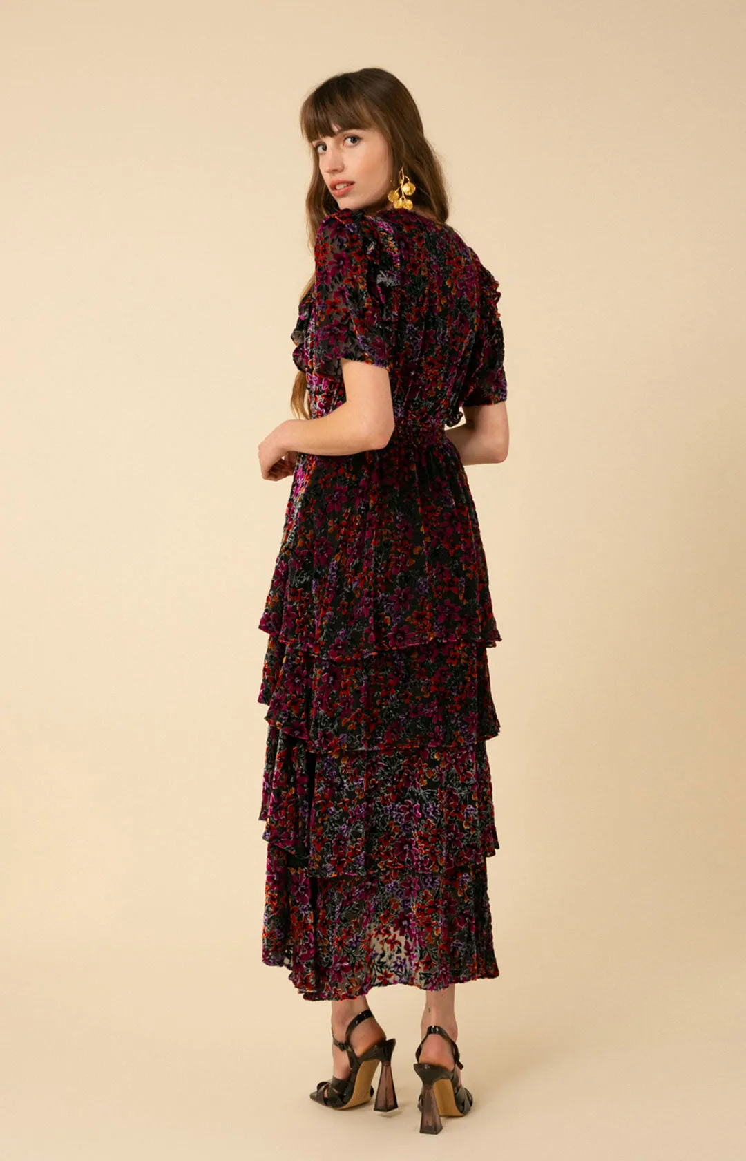 Valentine Velvet Burnout Tiered Dress
