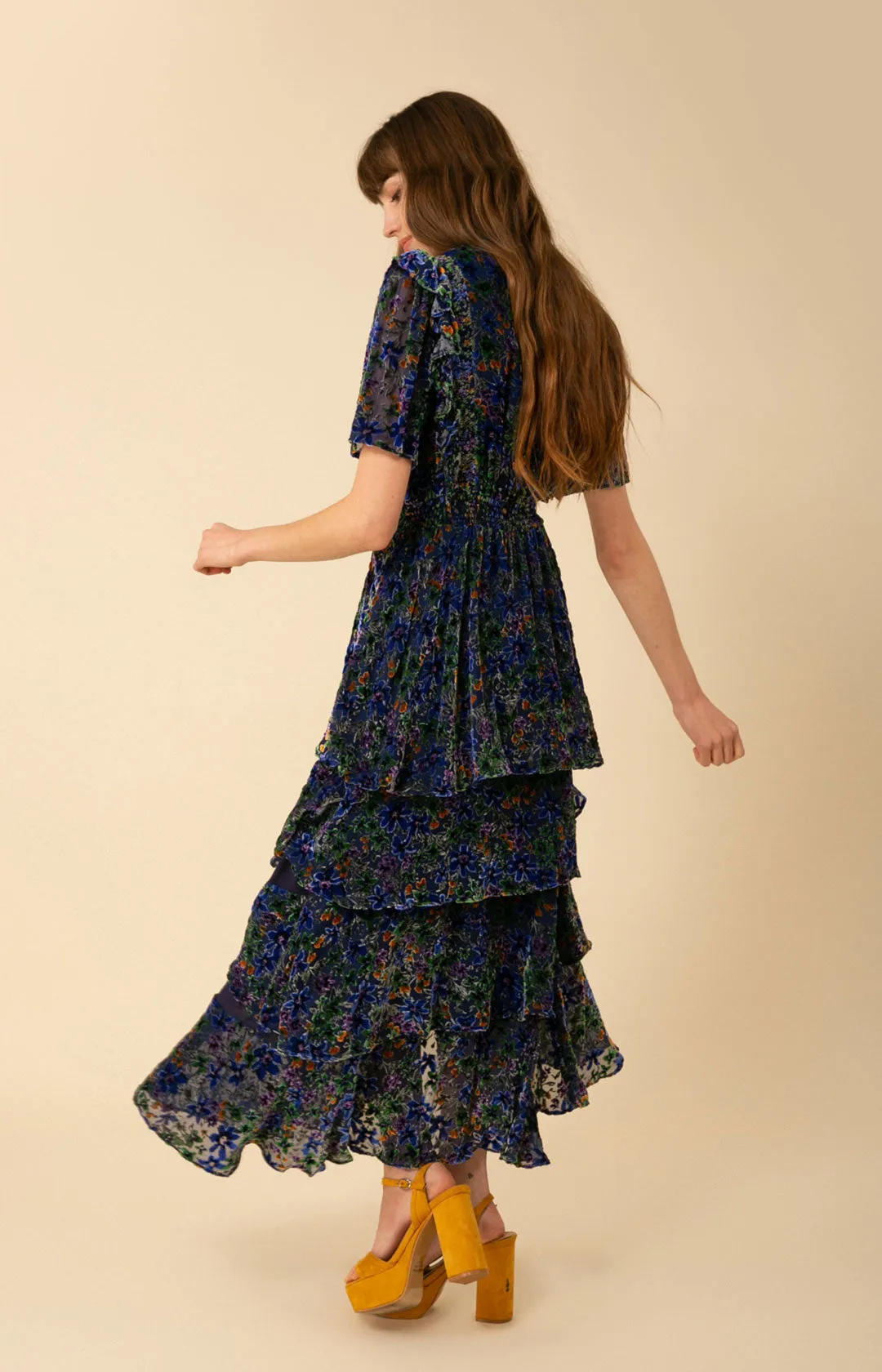 Valentine Velvet Burnout Tiered Dress