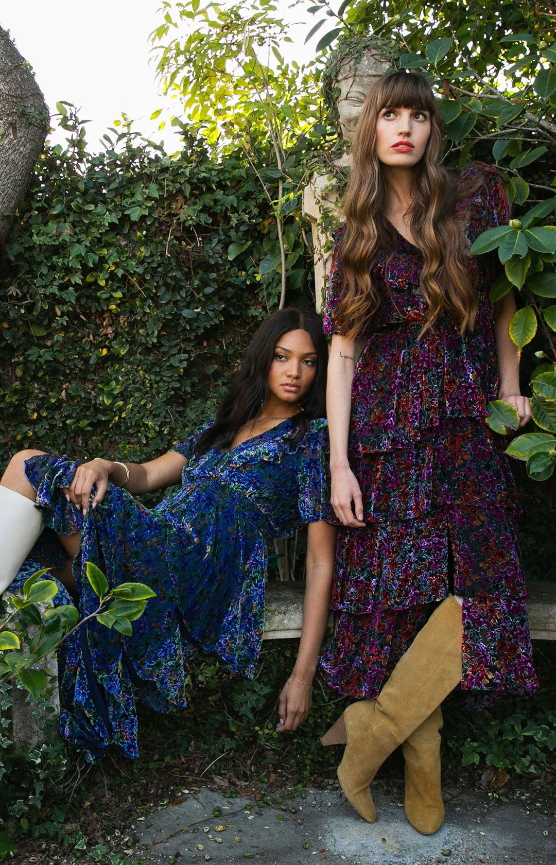 Valentine Velvet Burnout Tiered Dress