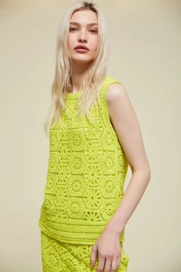 Van-Dos Crochet Lime Green Top