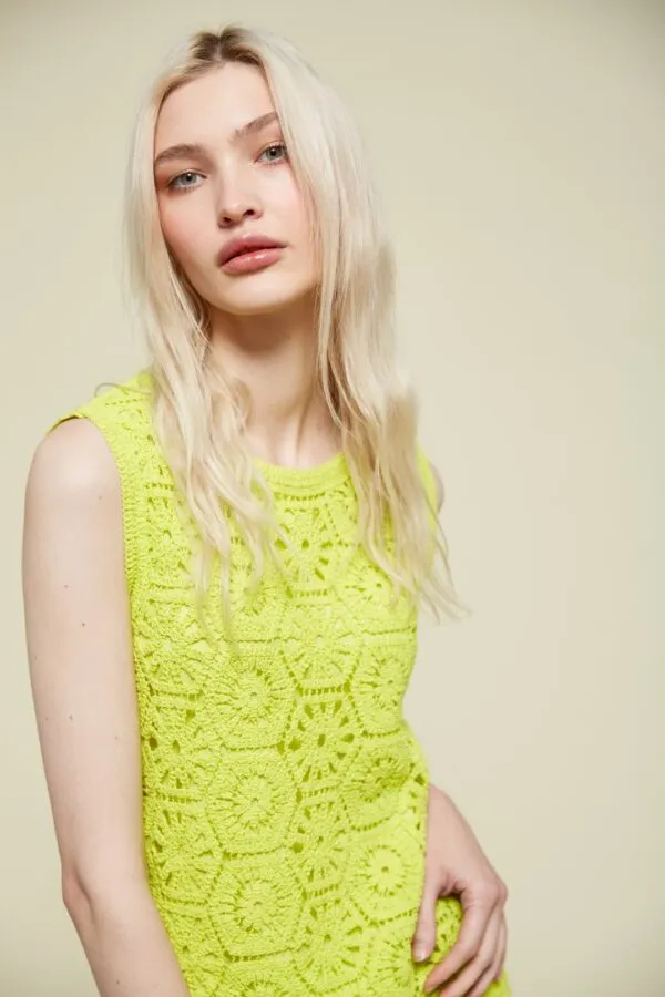 Van-Dos Crochet Lime Green Top