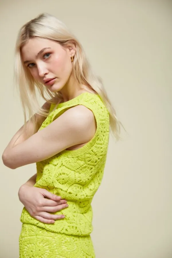 Van-Dos Crochet Lime Green Top