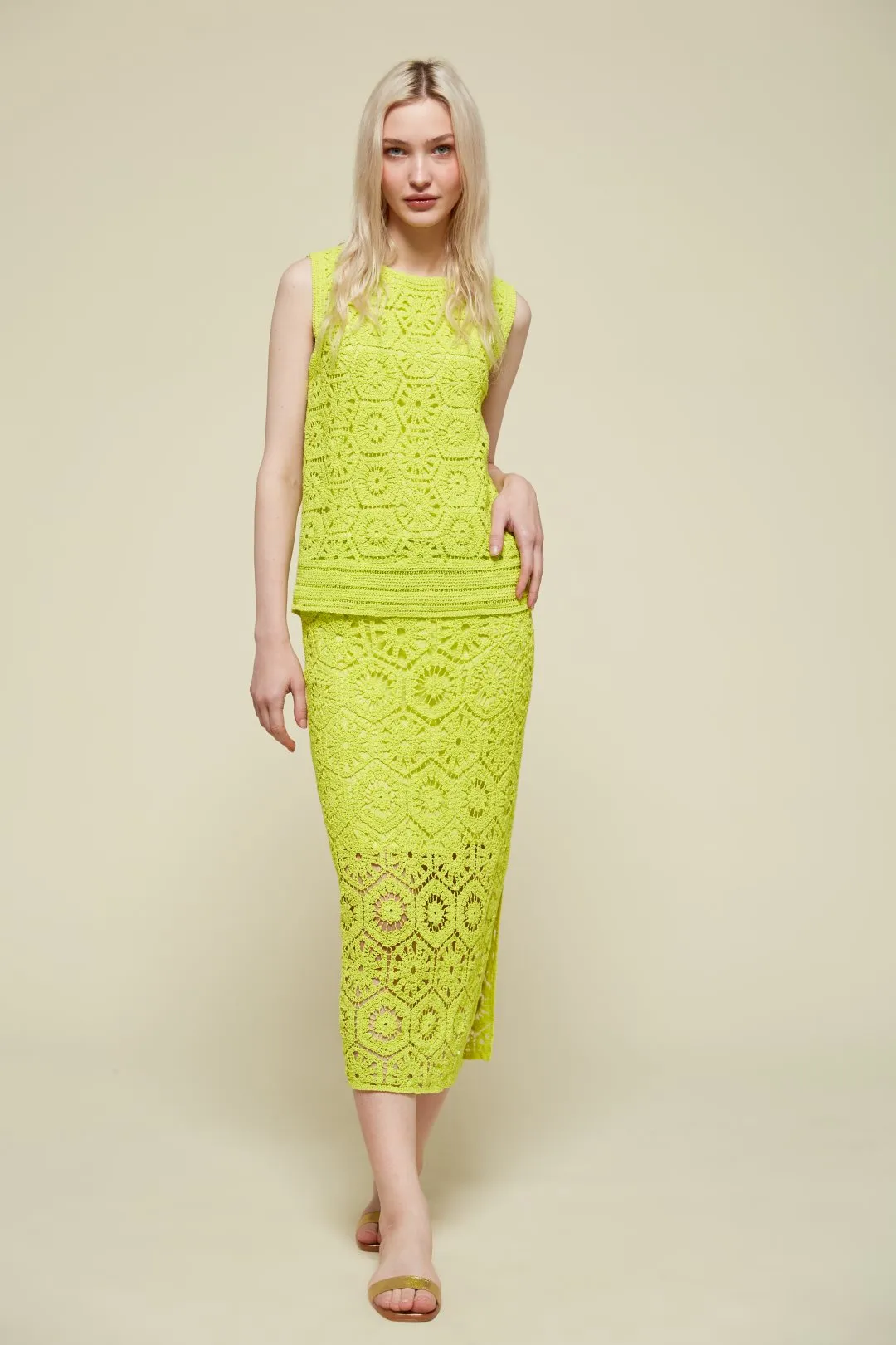 Van-Dos Crochet Lime Green Top