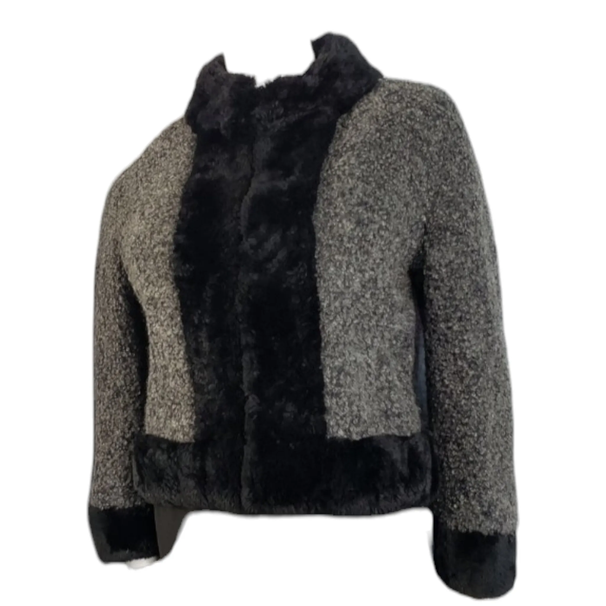 Vintage Seymour Fox Goldrings Couture Wool Boucle Faux Fur Collar Coat Jacket Size M