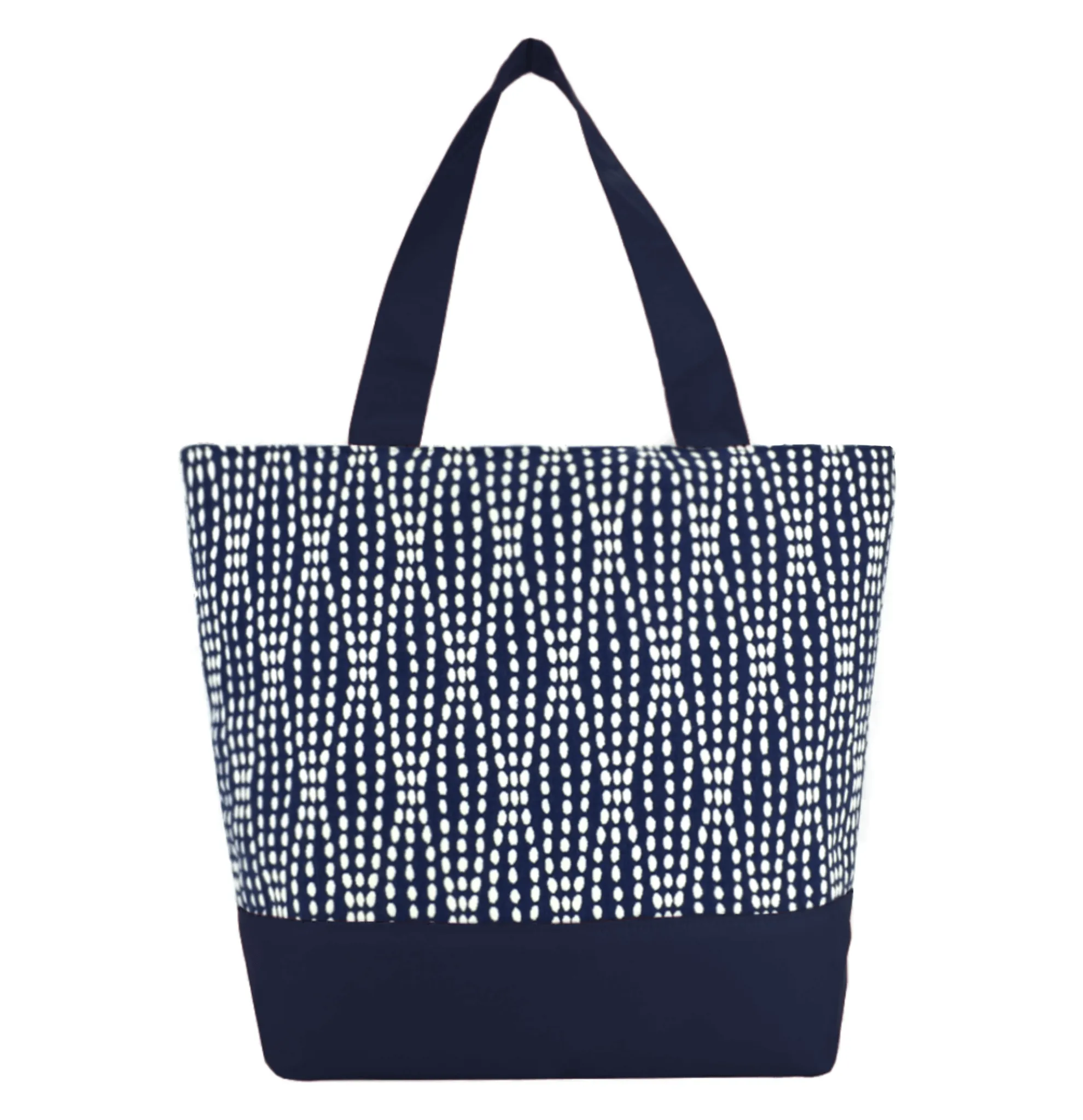 Wavy Dots in Navy | Navy Nylon | Essential Tote Bag